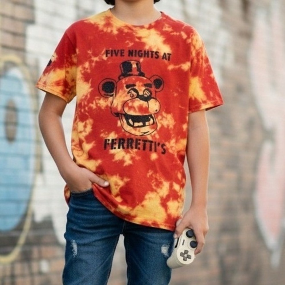 Gildan Kids Five Nights at Ferretti's Freddy‎ Fazbear Tie Dye Graphic T-Shirt S